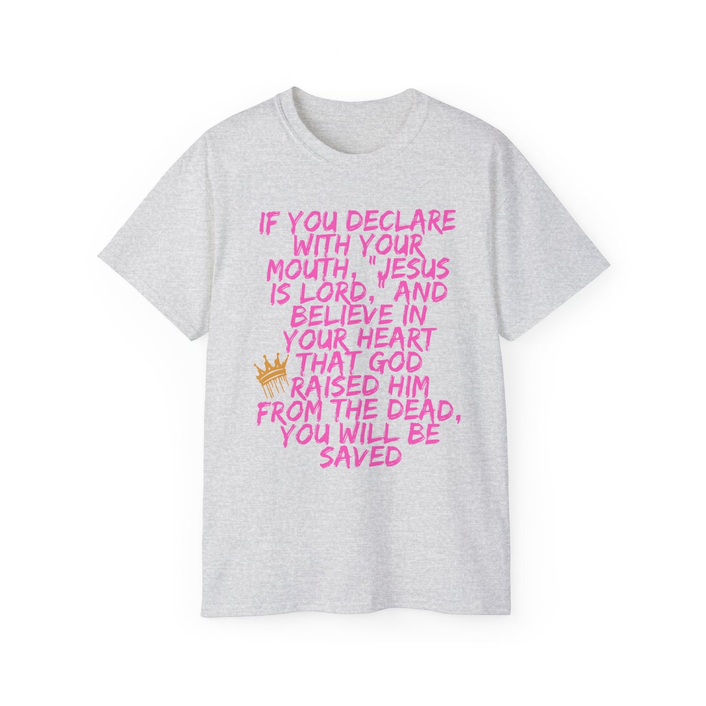 Romans 10:9 Ultra Cotton Tee, Inspirational Christian T-Shirt, Bible Verse Tee