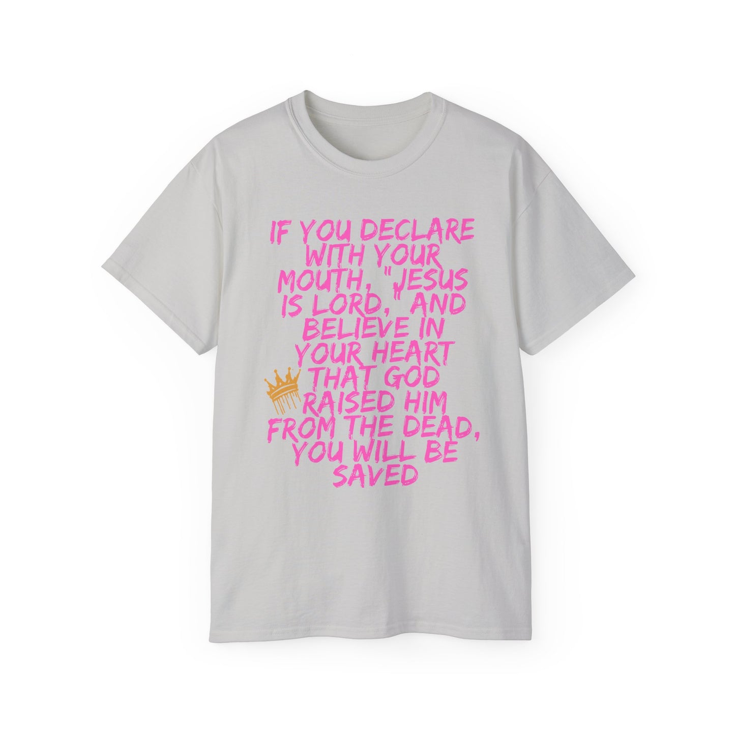 Romans 10:9 Ultra Cotton Tee, Inspirational Christian T-Shirt, Bible Verse Tee