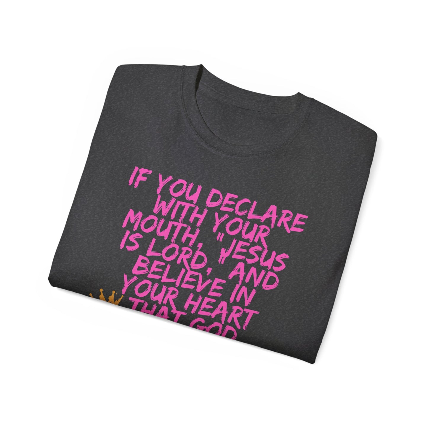 Romans 10:9 Ultra Cotton Tee, Inspirational Christian T-Shirt, Bible Verse Tee