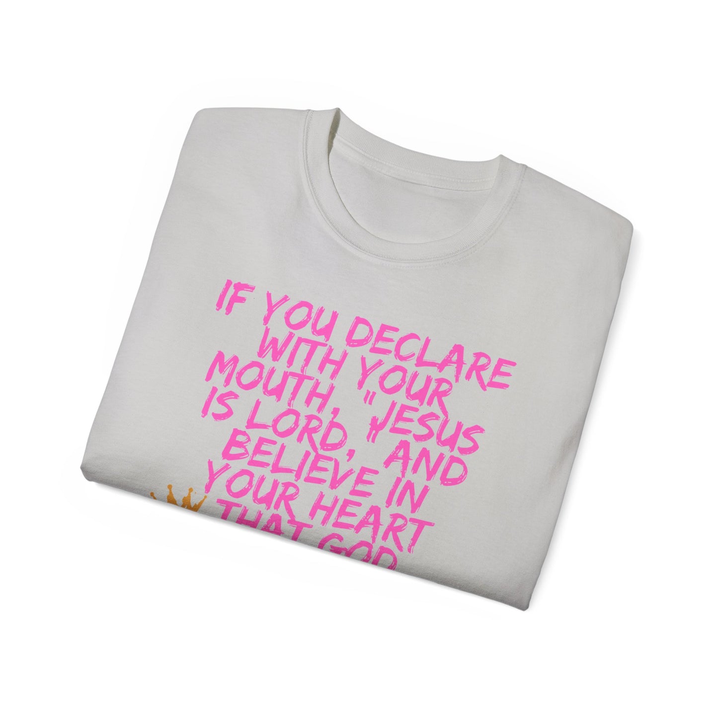 Romans 10:9 Ultra Cotton Tee, Inspirational Christian T-Shirt, Bible Verse Tee