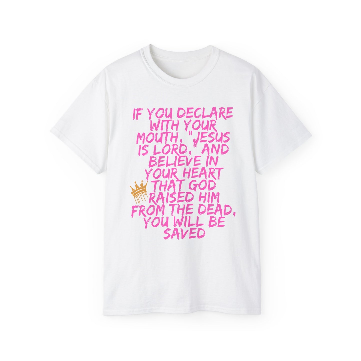 Romans 10:9 Ultra Cotton Tee, Inspirational Christian T-Shirt, Bible Verse Tee