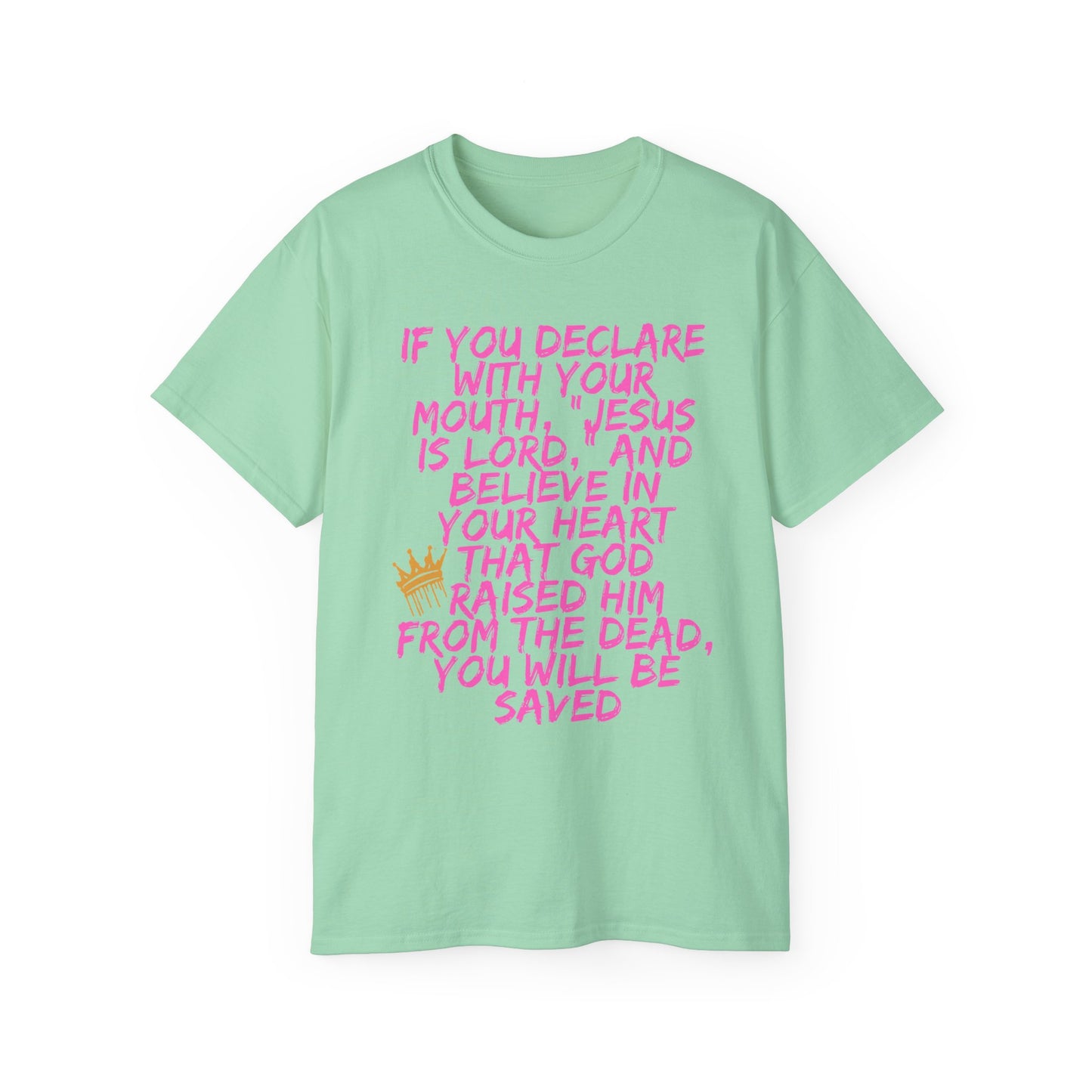Romans 10:9 Ultra Cotton Tee, Inspirational Christian T-Shirt, Bible Verse Tee