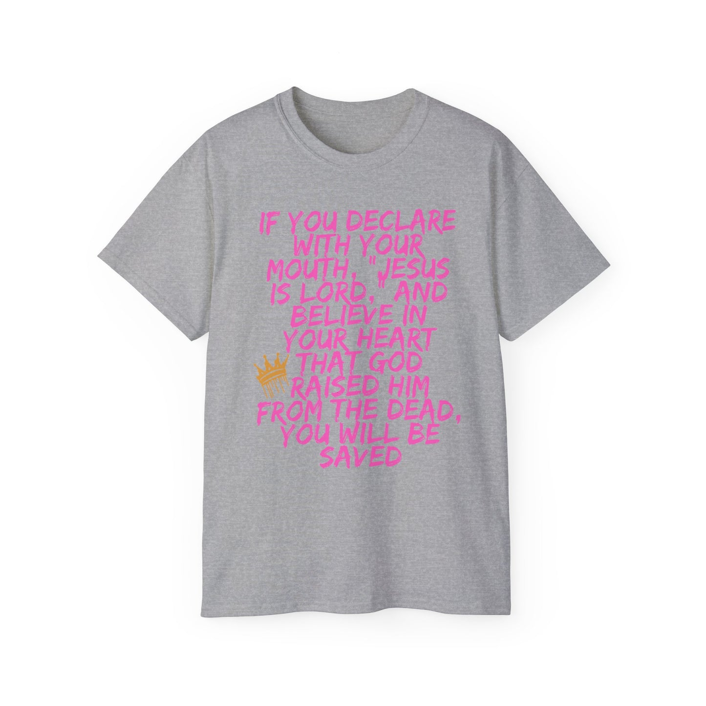 Romans 10:9 Ultra Cotton Tee, Inspirational Christian T-Shirt, Bible Verse Tee