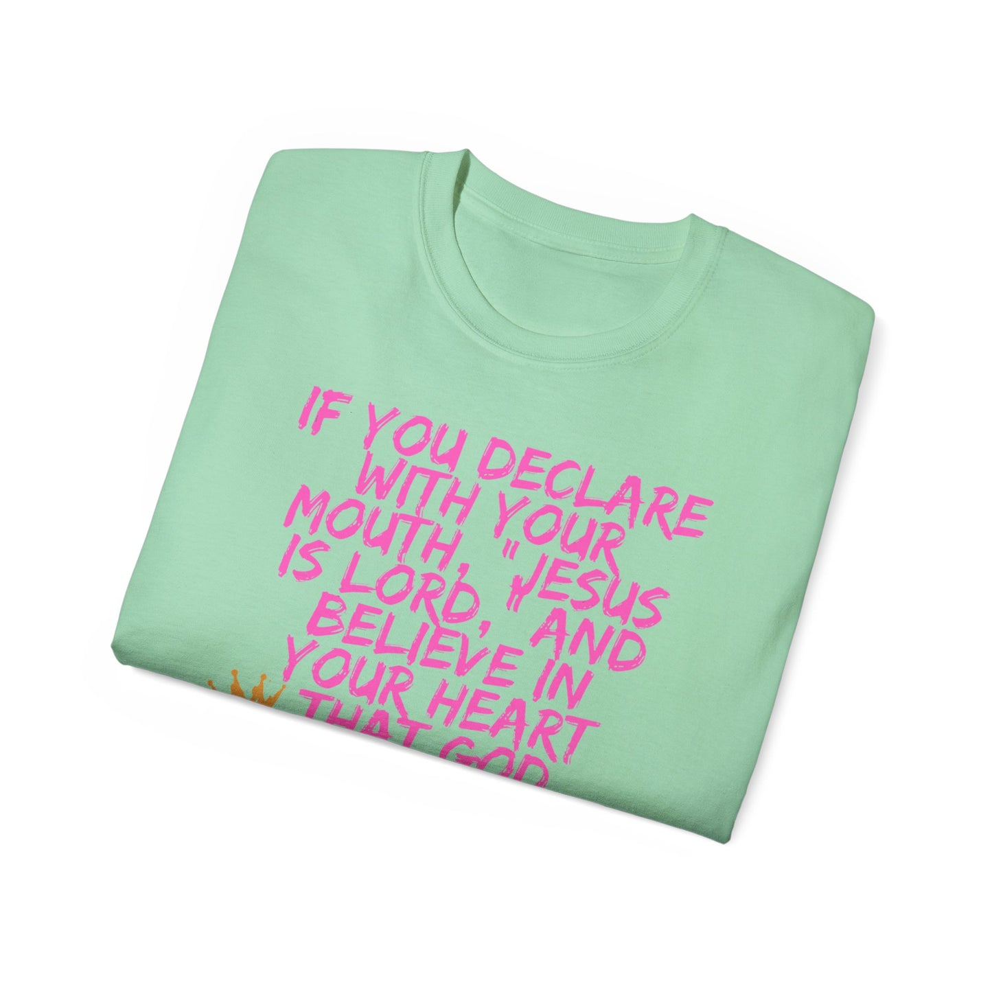 Romans 10:9 Ultra Cotton Tee, Inspirational Christian T-Shirt, Bible Verse Tee
