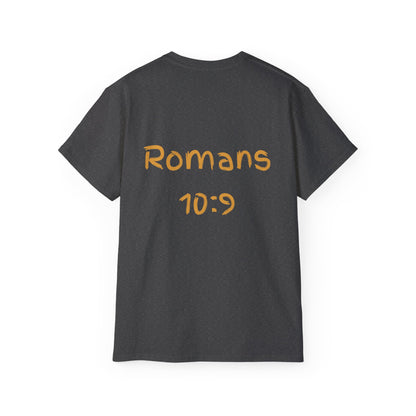 Romans 10:9 Ultra Cotton Tee, Inspirational Christian T-Shirt, Bible Verse Tee