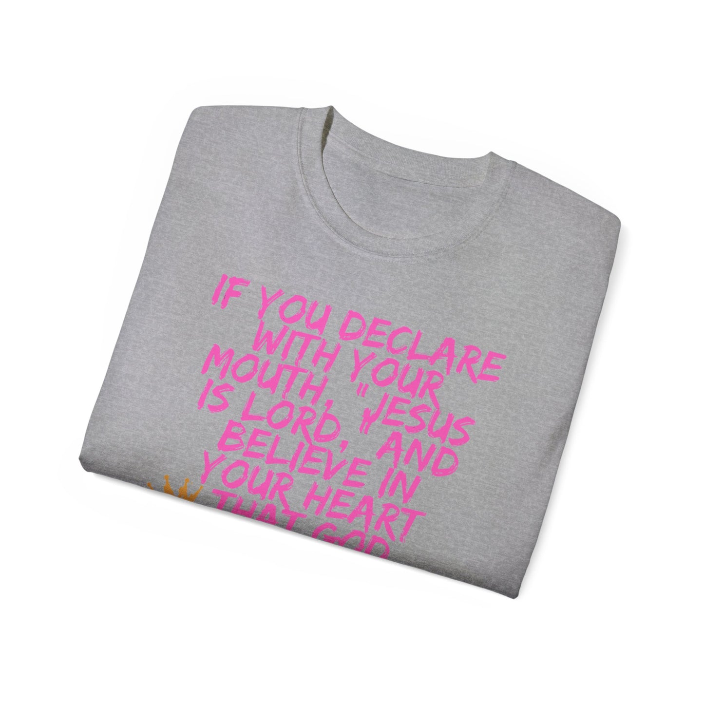 Romans 10:9 Ultra Cotton Tee, Inspirational Christian T-Shirt, Bible Verse Tee