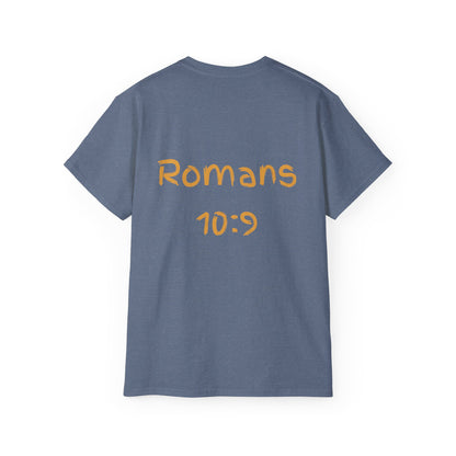 Romans 10:9 Ultra Cotton Tee, Inspirational Christian T-Shirt, Bible Verse Tee